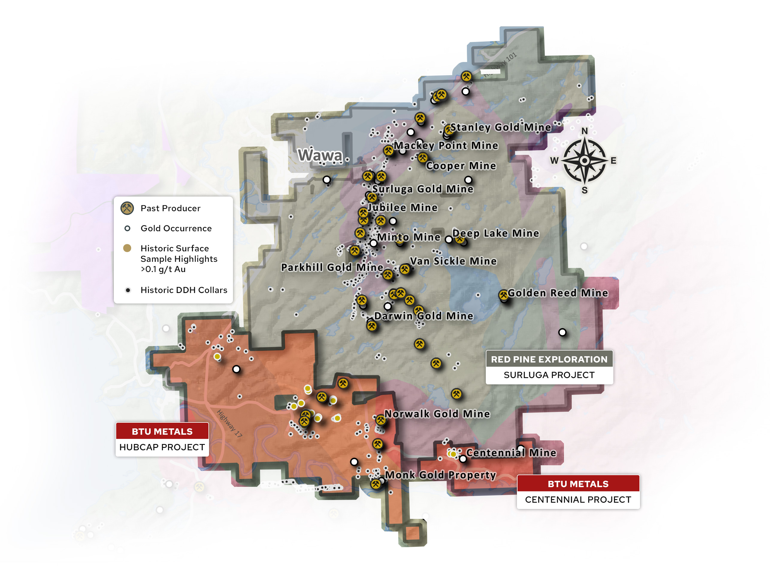 Map of BTU's Hubcap and Centennial Projects